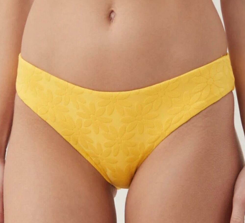 Trina Turk Daisy Yellow Textured Hipster Bikini Top 4 NWT